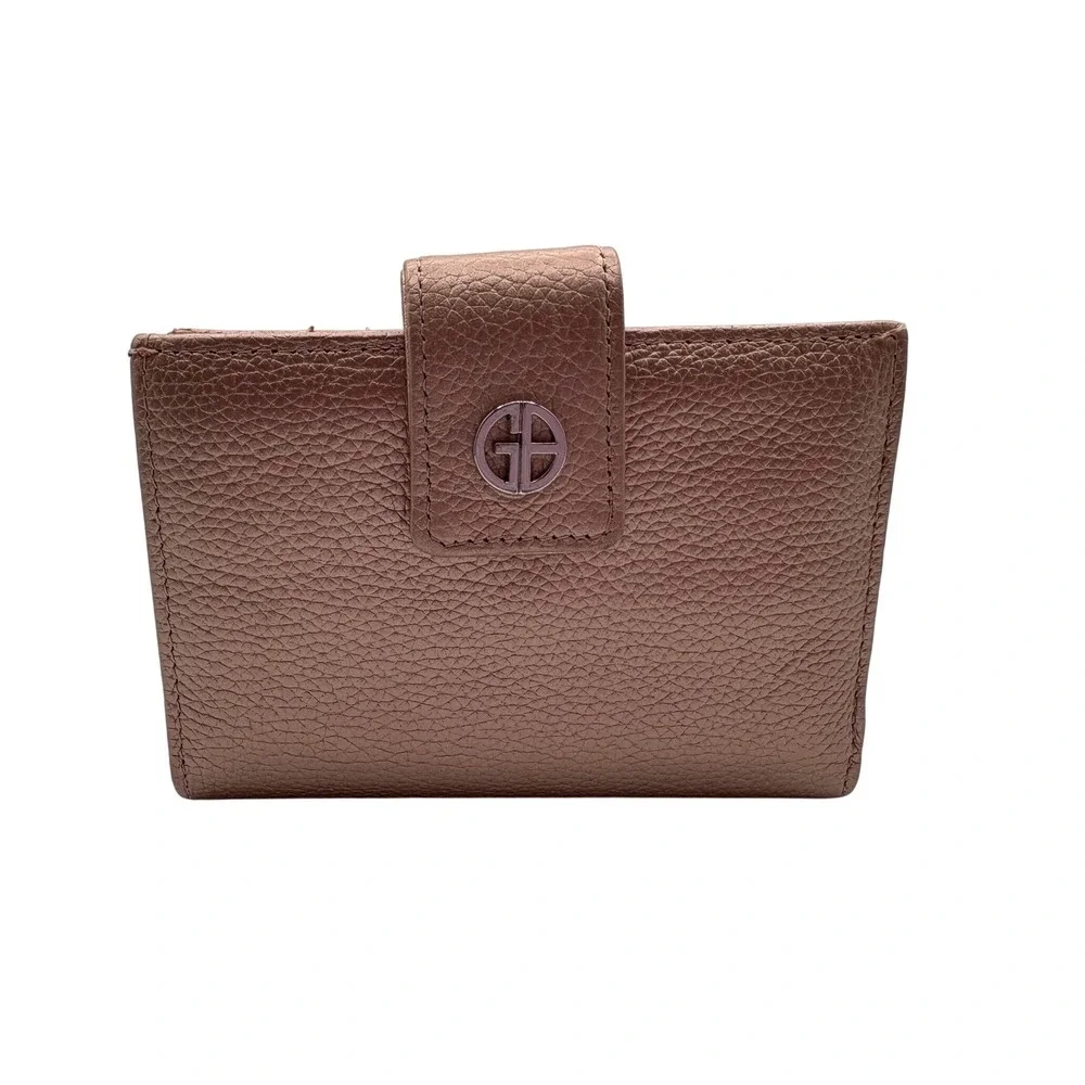 Giani Bernini Bifold Wallet Womens‎ Rose Gold Excellent Metallic Leather GB